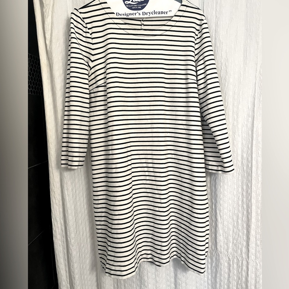 J Crew Black & White Striped Dress